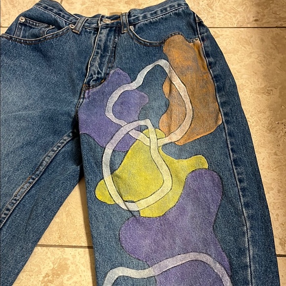 Artistic Denim Jeans with Colorful Design - Picture 7 of 7